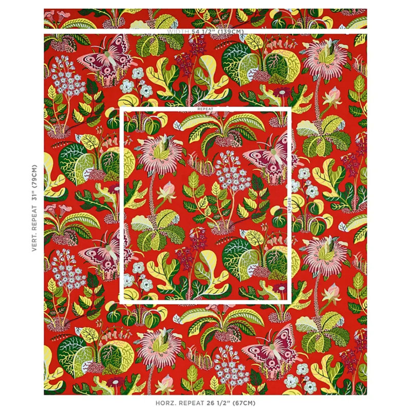 Exotic Butterfly Fabric, Red