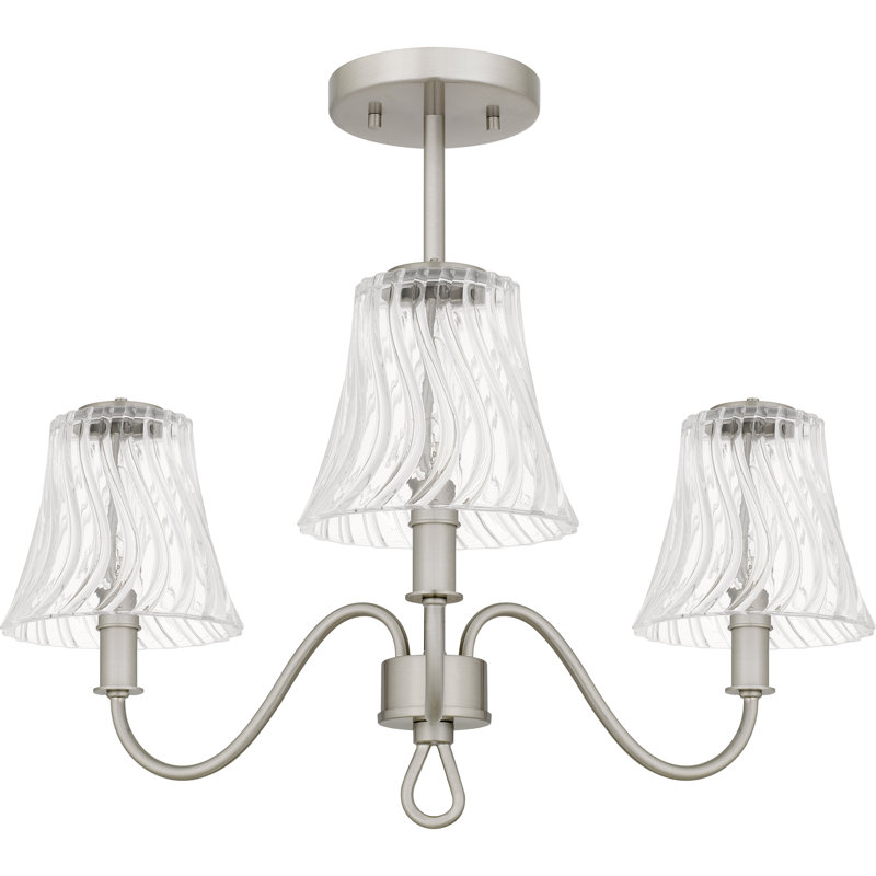 Plafonnier semi-encastré 3 lumières Amedio, Nickel brossé