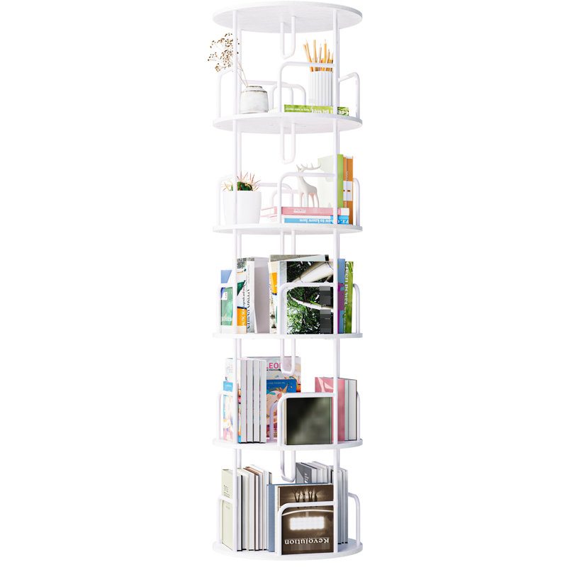 Étagère de rangement Spinning 360 à 5 niveaux pour différentes pièces, blanc, peu encombrant et aspect élégant