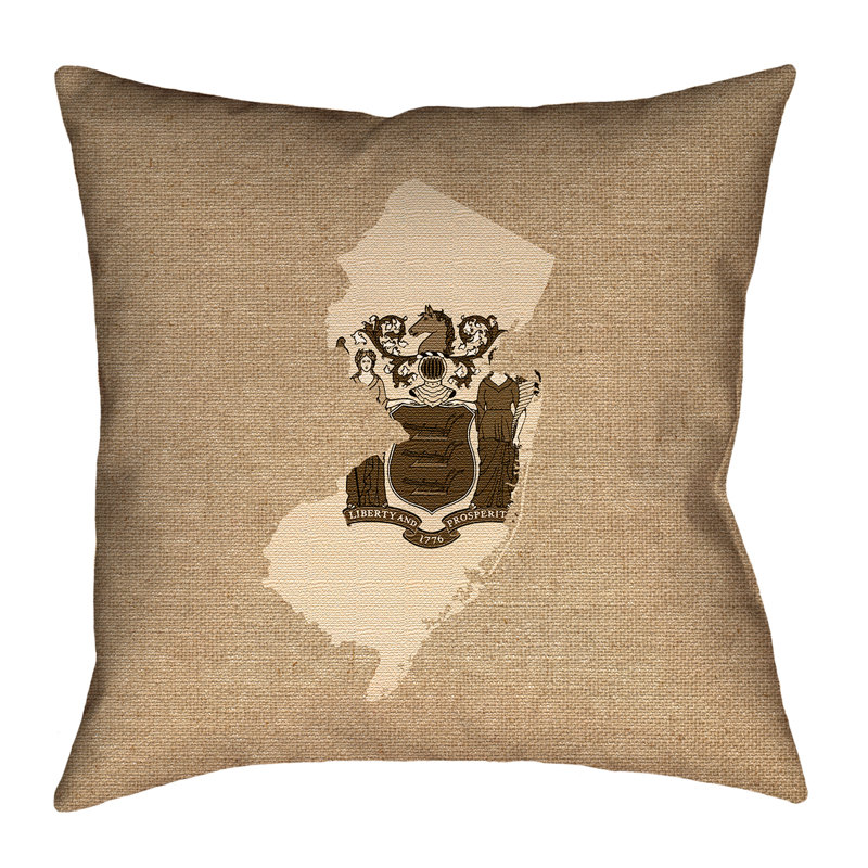 Coussin Katelyn Smith New Jersey Flag, 14 po x 14 po, Sépia