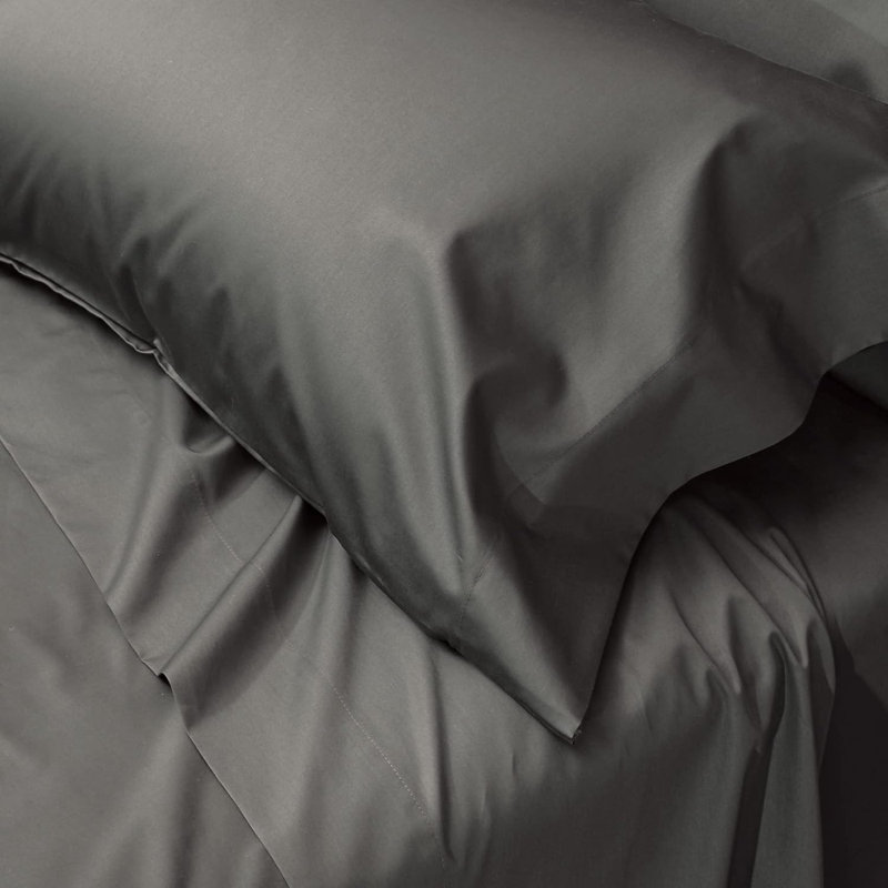 Cuddledown Heritage Sateen Sheet Set, Charcoal, Twin Sheet Set with 1 Pillowcase