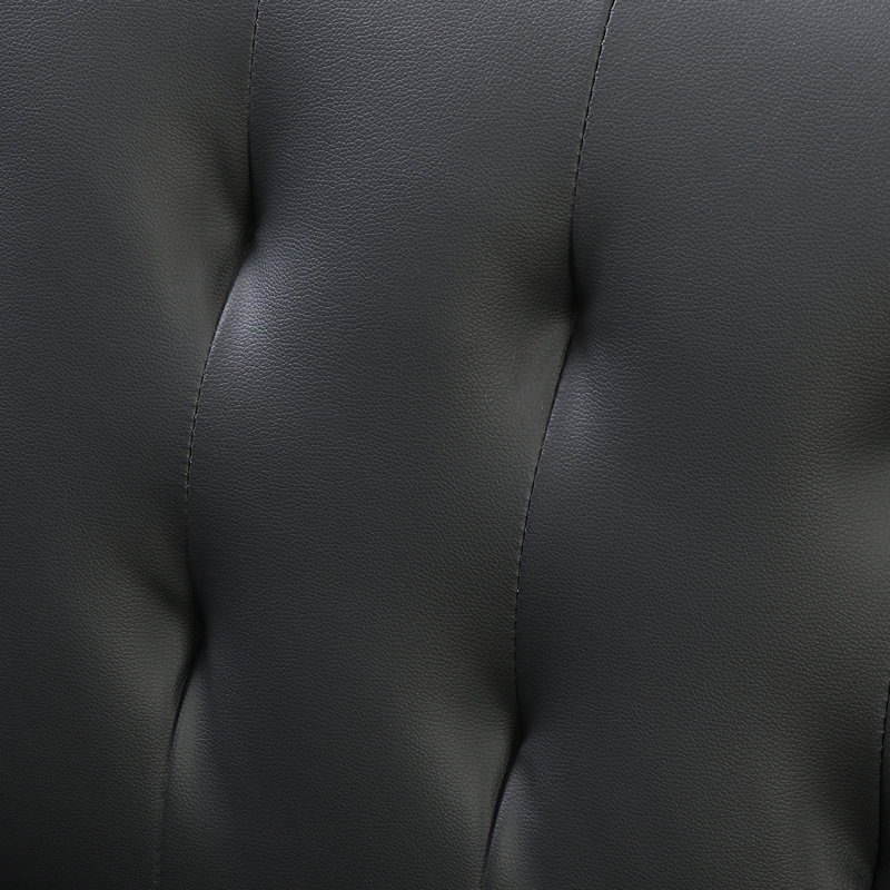 Futon multifonctionnel en polyuréthane noir avec dossier inclinable