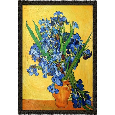 Overstock Art Irises In A Vase Framed On Canvas by Vincent Van Gogh ...