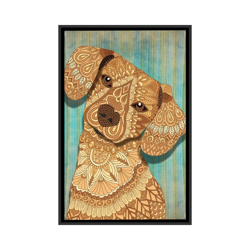 Schatzi brown, impression sur toile tendue, H 60 po x l 40po x P 1,5 po, Toile avec cadre noir, Pas de tapis