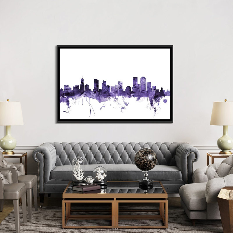 «Denver, Colorado Skyline» par Michael Tompsett, impression sur toile tendue, H 40 po x l 60 po x P 1,5 po, Pas de tapis