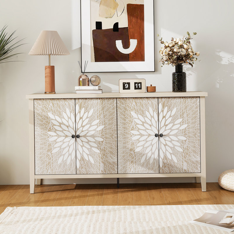 Sideboard Buffet Cabinet, Storage Cabinet With Storage,Modern Storage Cabinet With 4 Doors & Adjustable Shelves For Livingroom, Dining Room, Kitchen And Entryway