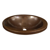 Hibiscus Antique Copper Metal Oval Drop-In Bathroom Sink