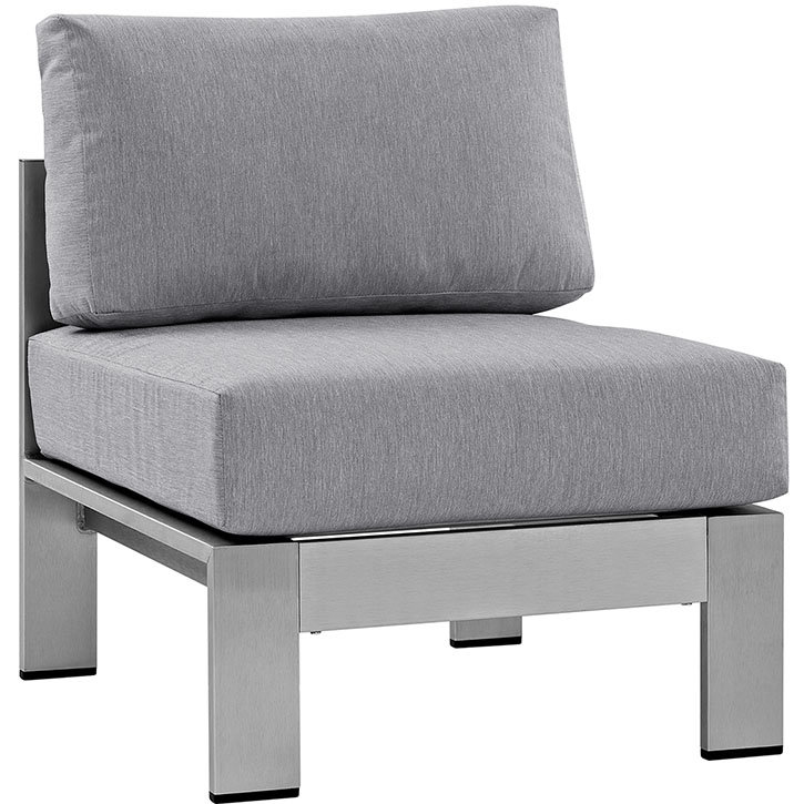 Ensemble de conversation modulaire avec coussins 7 pièces Shore, Gris