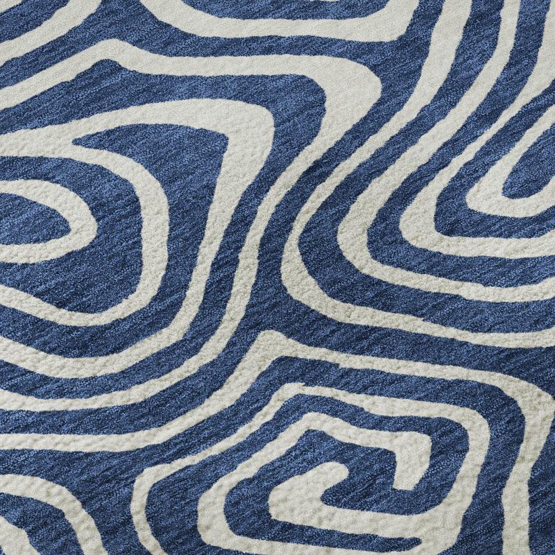 Premium Machine Washable Colmenero AMF1020 Swirls Rug, Round 8'