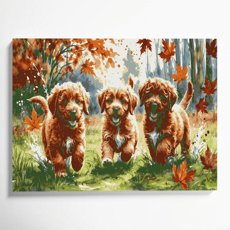 «Dogs Lagotto Romagnolo», art mural sur toile brune, H 20 po x l 30 po