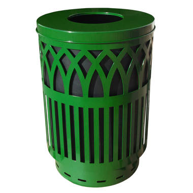 Indoor/Outdoor Trash Can, Round, Decorative Slatted Sides, 32 Gallon -  TRD32-02