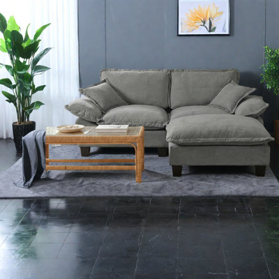 Canapé modulaire confortable en chenille avec repose-pieds mobile, style maison moderne