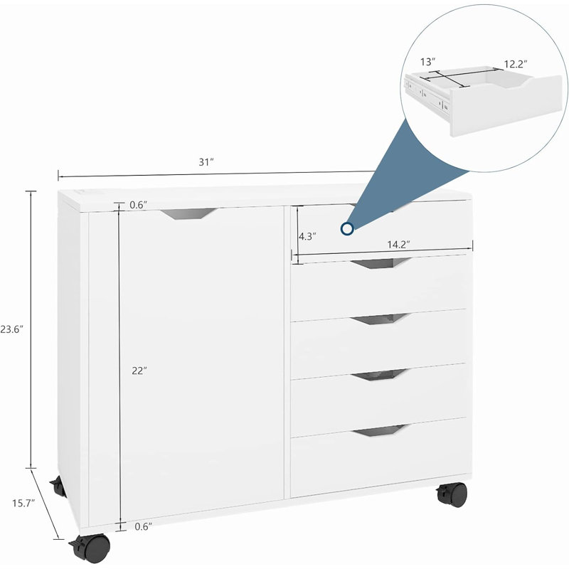 Liutcho Mobilable Wood File Storage Cabinets with Power Outlets and Door Home Office Lateral Filing Cabinet with Lock Printer Stand for Home Office