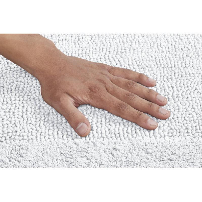 Merkel 100% Cotton Tufted Premium 3 Piece Bathroom Rug Set Machine Washable Extra Soft & Absorbent Reversible Bath Rug, White
