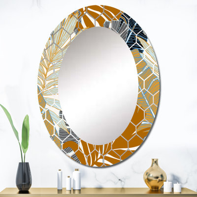 Palmier abstrait tropical et feuilles de bananier - miroir mural moderne