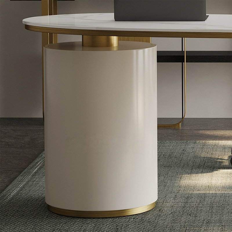 Bureau de direction avec tiroirs Gold, Doré, Retour à gauche, H 28,74 po x l 70,87 po x P 27,56 po