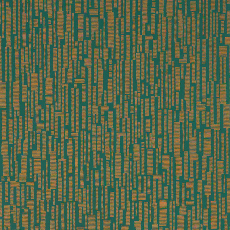 Series Geometric Metallic Wallpaper Roll, Forest/Copper
