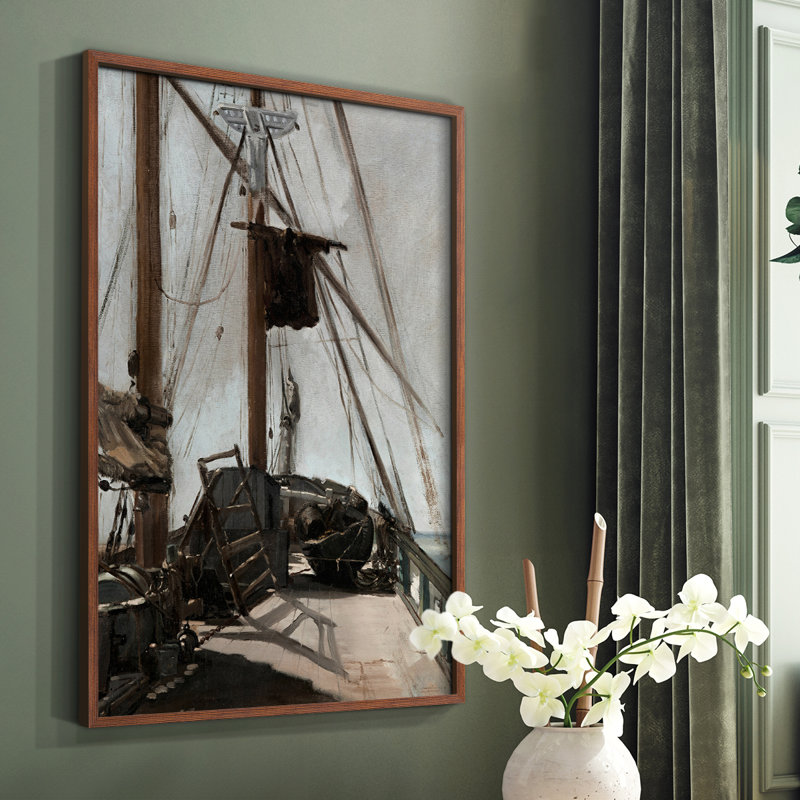 Reproduction d'art rétro sur toile IV encadrée, Papier avec cadre noyer, H 14 po x l 11 po