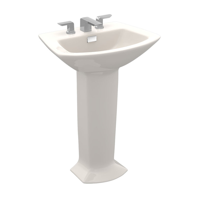 Soiree Ceramic 30" Pedestal Bathroom Sink, Sedona Beige, 8" Widespread