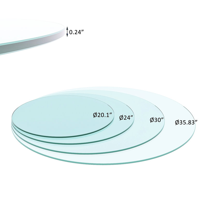 Plateau de table en verre trempé de 36 po, 0,25 po d'épaisseur, transparent, bord poli brillant et résistant à l'usure, à la chaleur, à la corrosion et aux chocs pour les tables de hall d'entrée et de maison d'hôtes, transparent de 1/4 po