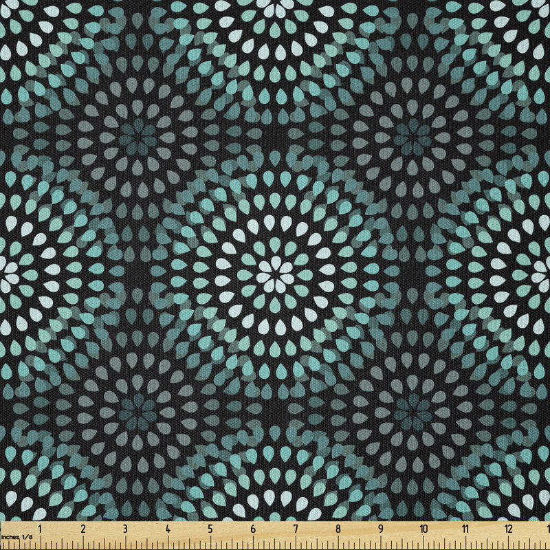 Crystella Retro Floral Composition with Dotted Motifs Multi-Purpose Fabric