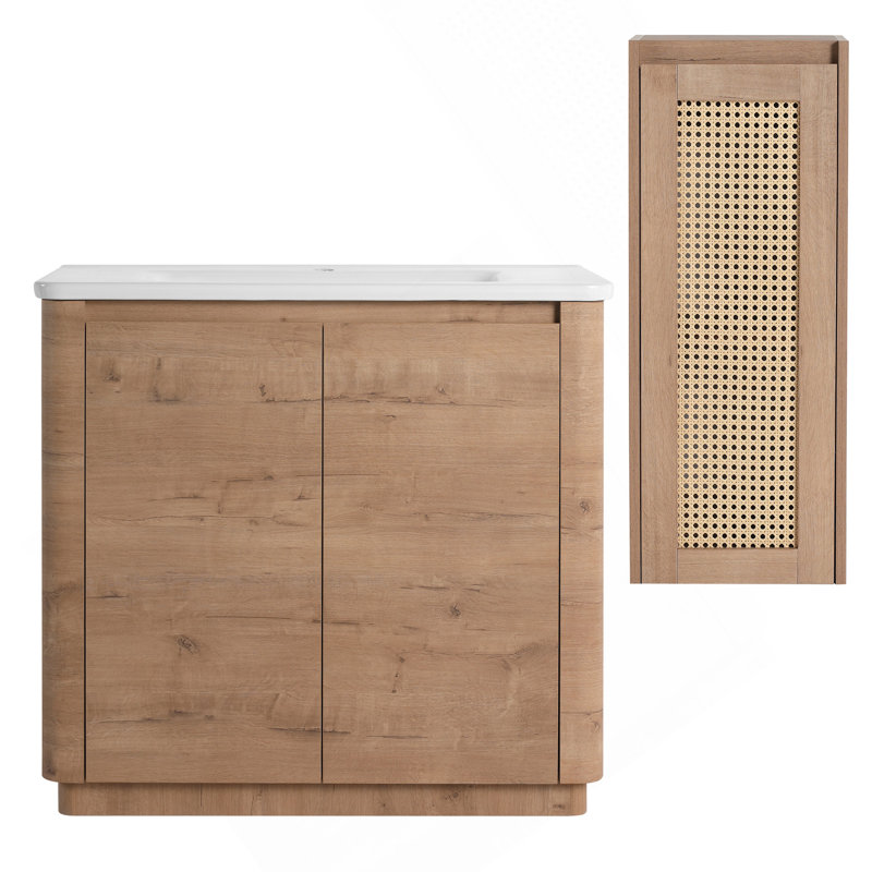 Meuble-lavabo autoportant 36 po avec lavabo en céramique et 2 portes à fermeture douce, 36"
