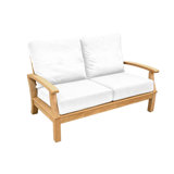 Monterey 57.5" Wide Outdoor Teak Loveseat 2 - Seater with Sunbrella Cushions