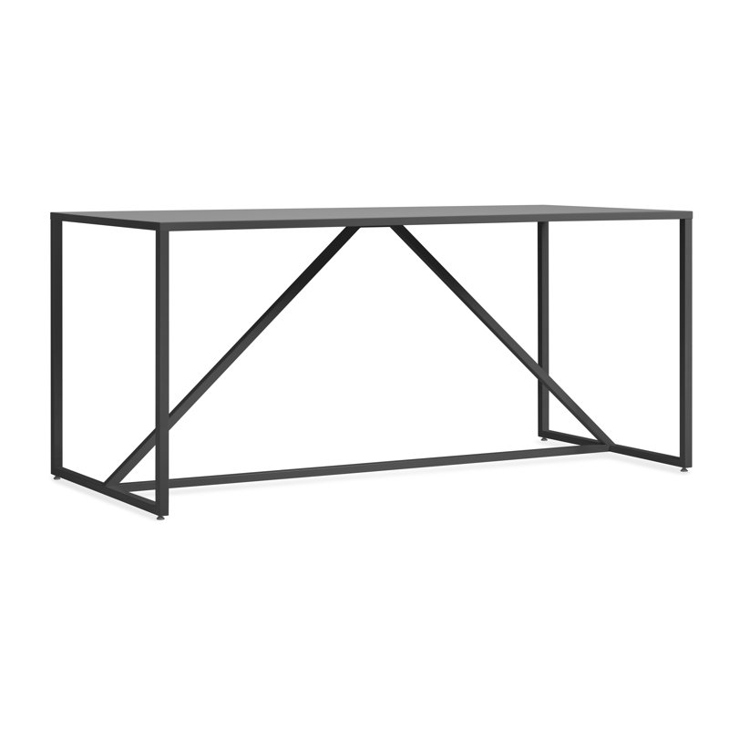 Strut Walnut Metal Base Dining Table, Bar (40" Height), Slate, 35" W x 90" L