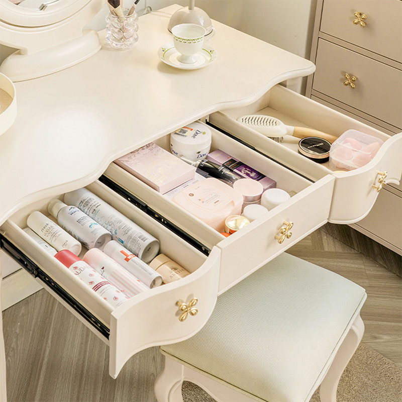 Coiffeuse avec miroir, 3 tiroirs, 1 chaise