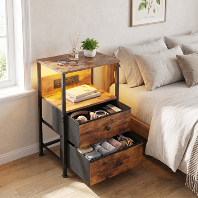 39cm W Metal Bedside Table