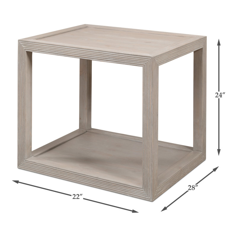 Sarreid Ltd Light Brown Solid Wood Rectangular End Table