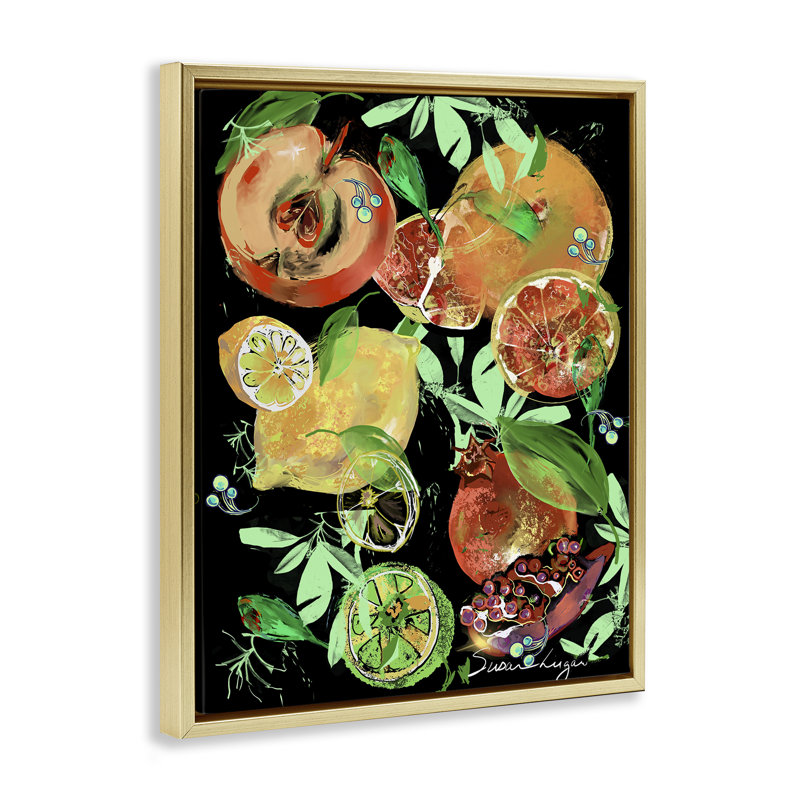 Cadre flottant Fruit Medley Combo, design par Susan Lugar, H 31 po x l 25 po, Cadre flottant métallique doré