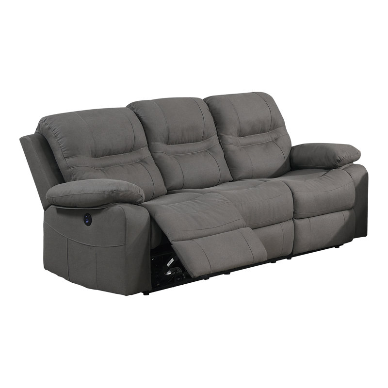 LosPalmos 86'' Faux Leather Reclining Sofa, Gray