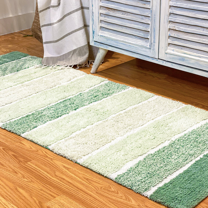 Tapis pour salle de bain Cervantez, Ombre vert sauge, L 24 po x L 60 po