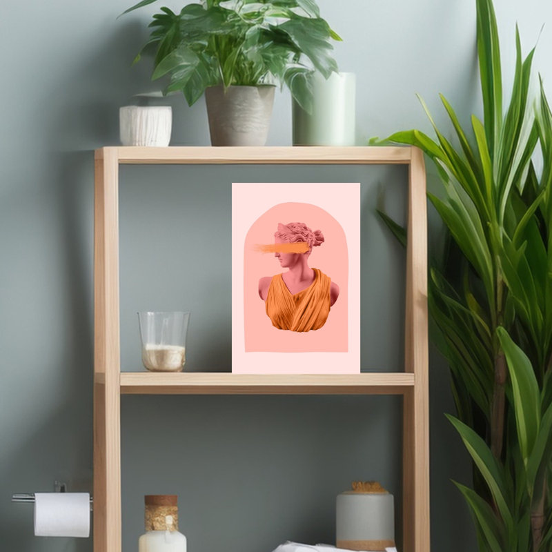 Affiche murale contemporaine « Déesse aux traits oranges », H 18 po x l 12 po