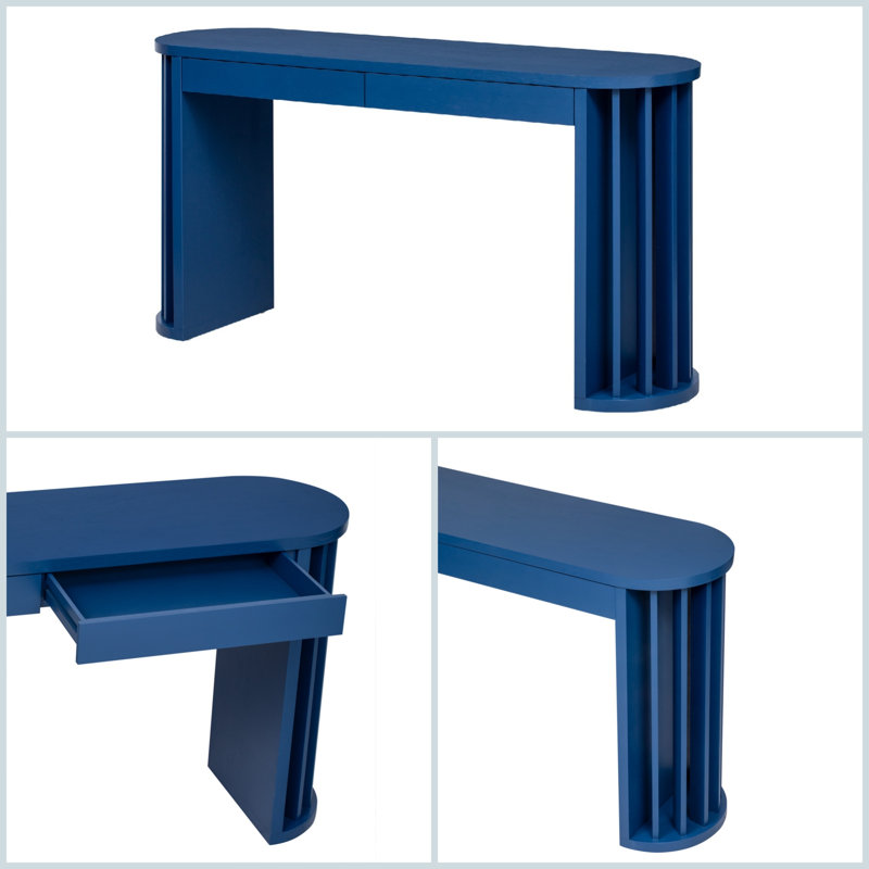 59" Storage Console Table, Entryway Table with 2 Drawers, Navy Blue