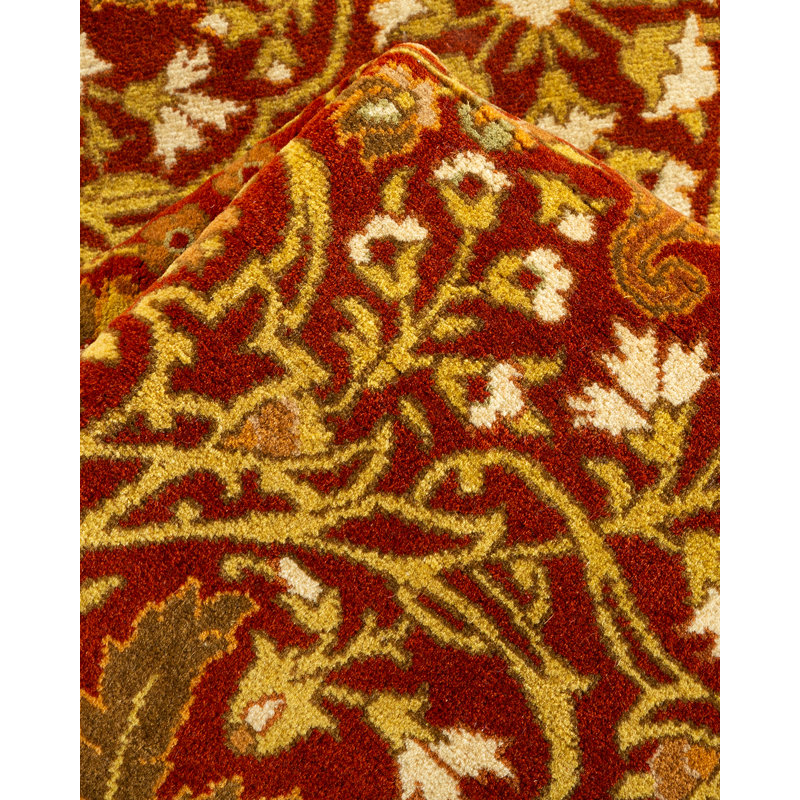 Hayner One-of-a-Kind Hand-Knotted New Age 5'1" x 7'7" Oval Wool Area Rug in Orange/Red