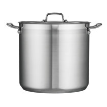 Bakken- Swiss Stockpot 24 Quart Brushed Stainless Steel Heavy Duty Induction Pot with Lid and Riveted Handles for Soup Seafood Stock Canning and F