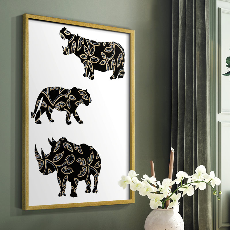 Reproduction encadrée d'animaux en safari ornementaux II, H 20 po x l 16 po