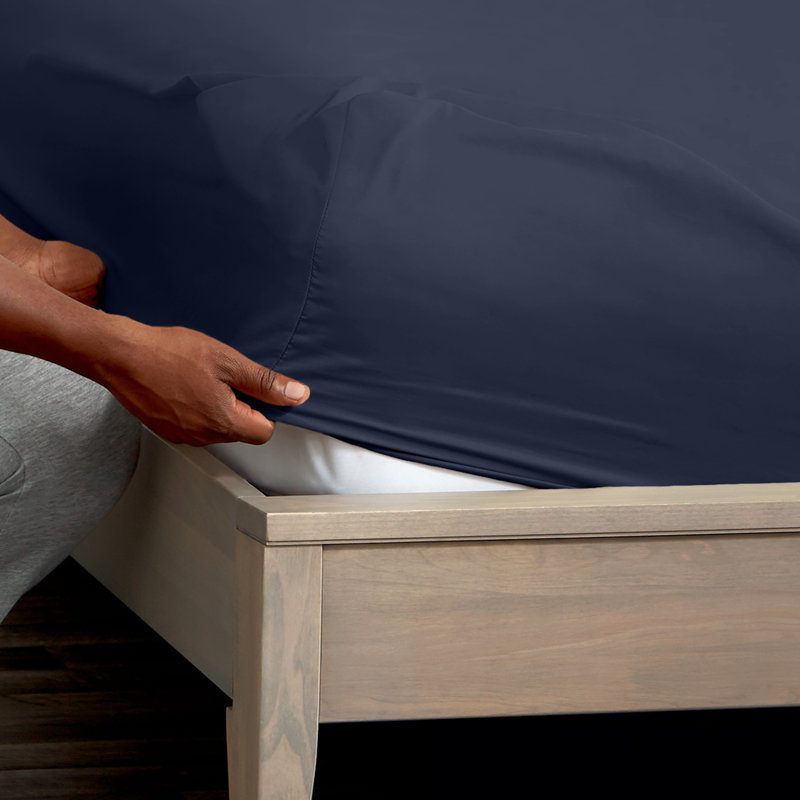 Extra Deep Microfiber Fitted Sheet, Queen Fitted Sheet, Midnight Blue