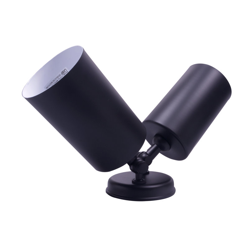 2 - Head Hardwired Outdoor Security Flood Light, Black