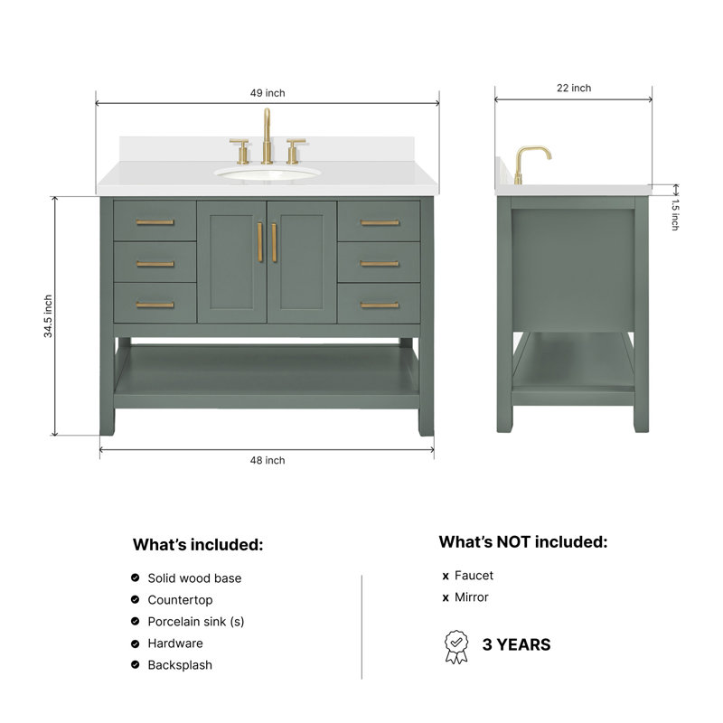 Magnolia Bath Vanity Rectangular Basin S049SWQ, Oval, Vintage Green