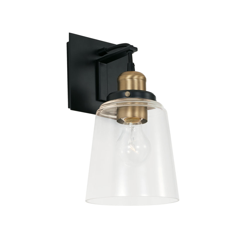Steel Armed Sconce, Aged Brass/Black