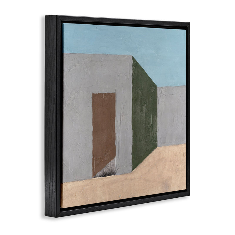 «Southwestern Adobe House», art mural encadré par Michael Willett, Cadre flottant noir de jais, H 18 po x l 18 po