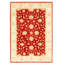 Tapis rouge foncé en laine noué à la main de conception unique 6 pi 6 po x 9 pi 6 po Gynith