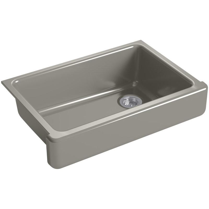 Whitehaven Self-Trimming 32-1/2" L x 21-9/16" W x 9-5/8" Under-Mount Single-Bowl Sink with Short Apron, Cashmere