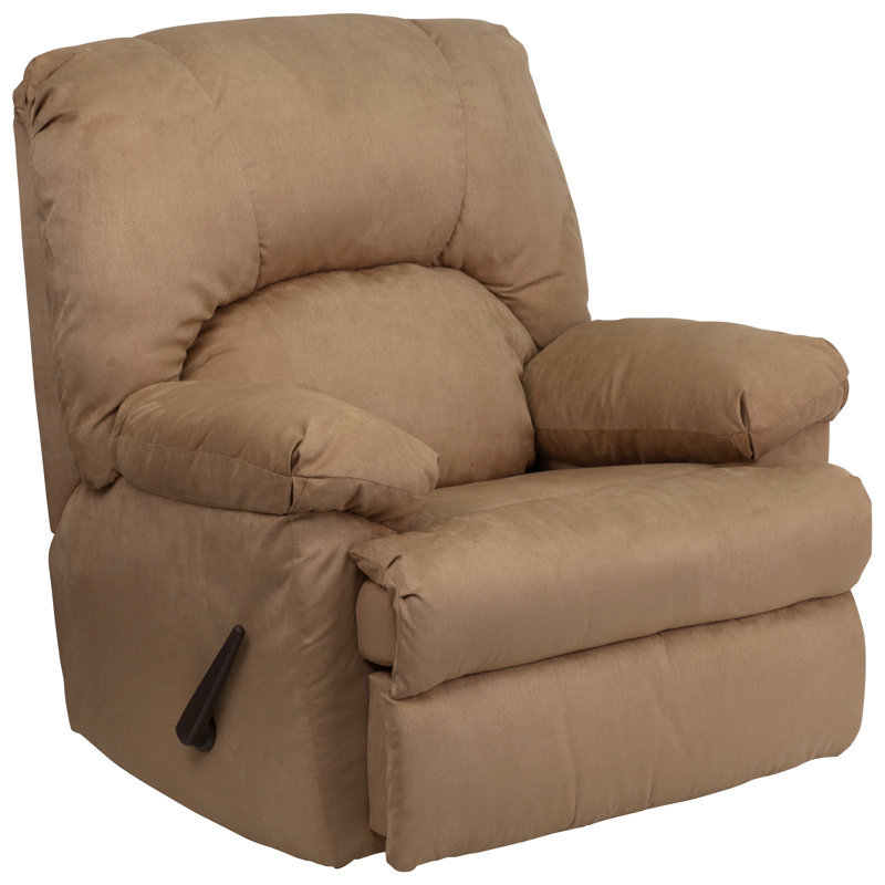 Fauteuil inclinable manuel berçant standard de 37 po de large Ranee, Suède de microfibre Montana Latte