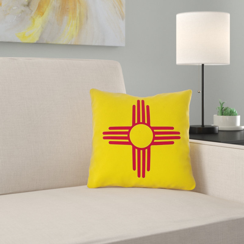 Centres du drapeau du Nouveau-Mexique, polyester, coussin décoratif - fermeture à glissière dissimulée - indoo, 18" x 18"