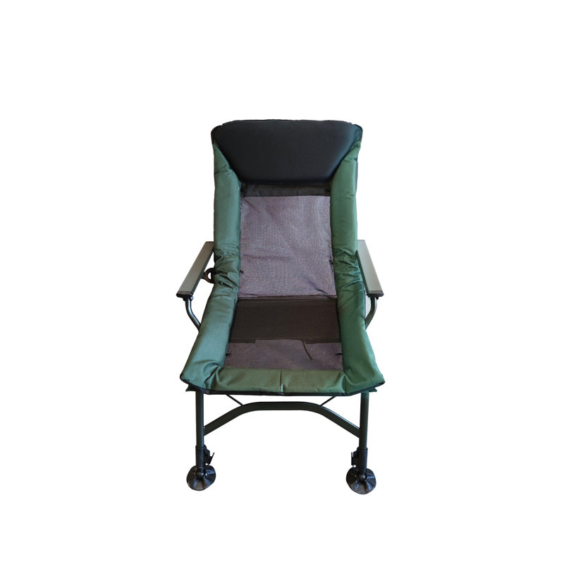 Chaise longue de camping, chaise de camping inclinable pliante portative avec dossier réglable pour la pêche en camping à l'intérieur et à l'extérieur, vert et noir