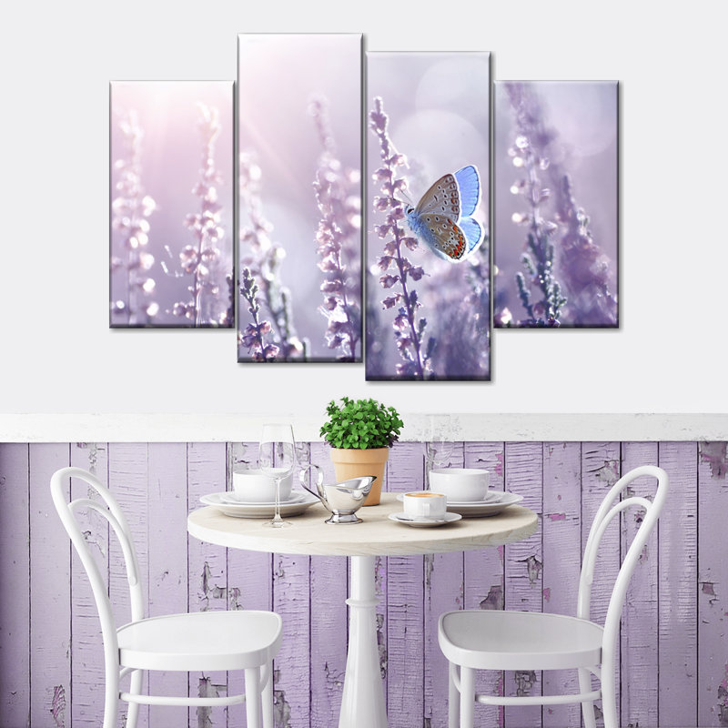 Lavender Flower Wall Art Multi Piece Canvas Print, H 32 po x l 52 po x P 1,25 po
